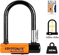 Vista 3 de Kryptonite Evolution Mini-5 - Cerradura en U para bicicleta, resistente antirrobo, soporte de montaje de grillete de acero de 0.51 pulgadas