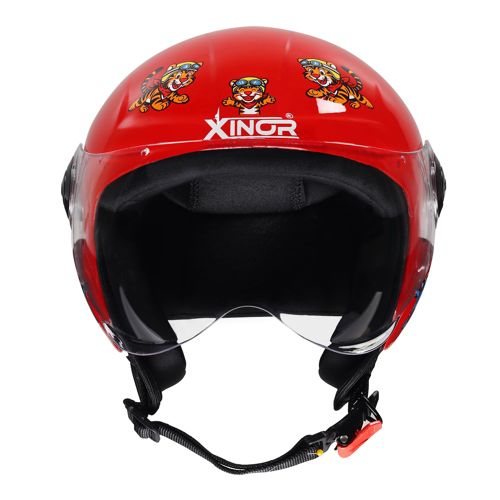 Kids Motorcycle Helmet by Xinor Fogi ISI Certified Ages 6-14 Years with Design - XS (Red) 3