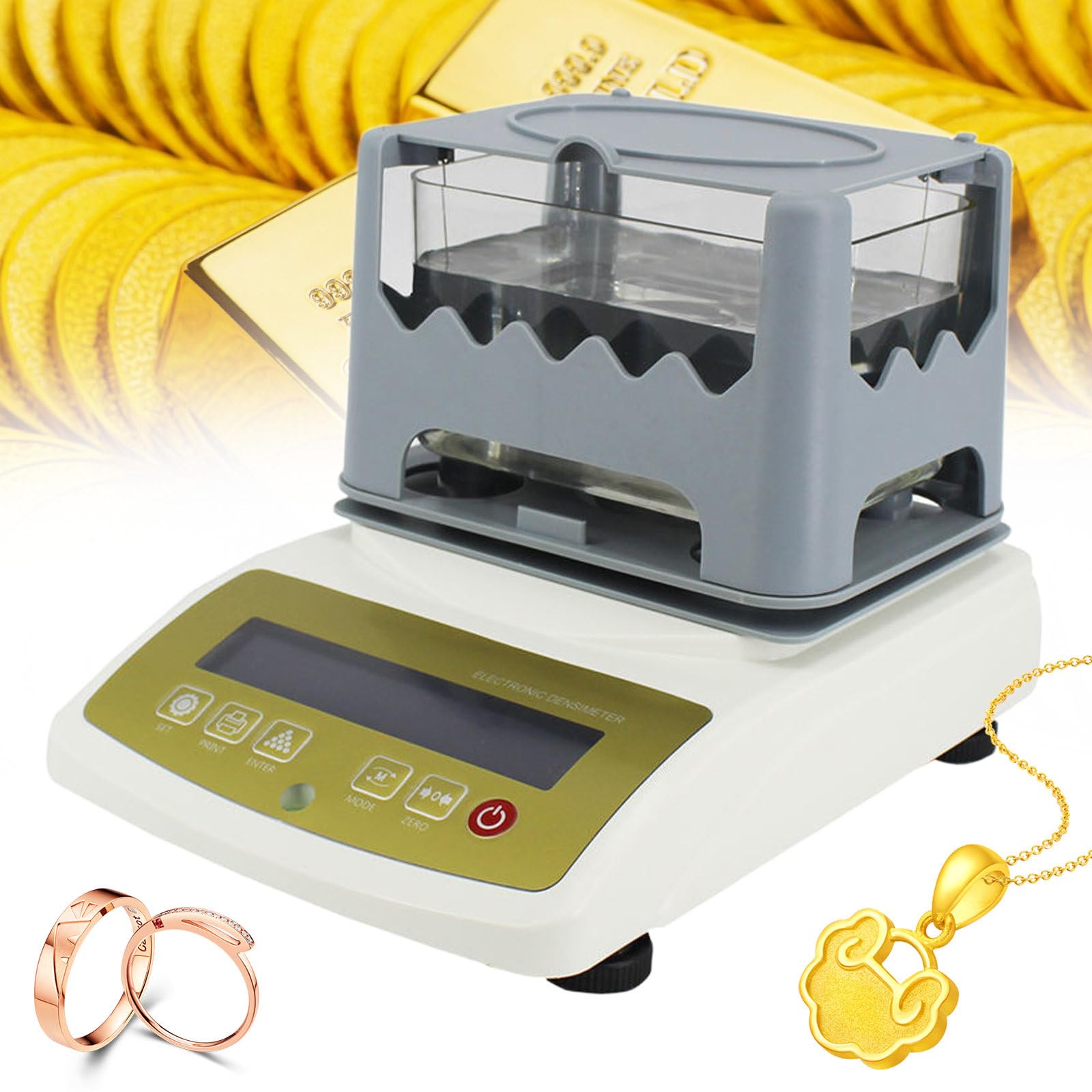 Goldreinheits-Analysegerät, Gold-K-Wert-Tester, Auflösung 0,001 g/cm³, Testgerät für K-Gold, Silber, Laborgenaue Messung für Juweliere Und Pfandhäuser MDJ-1200K