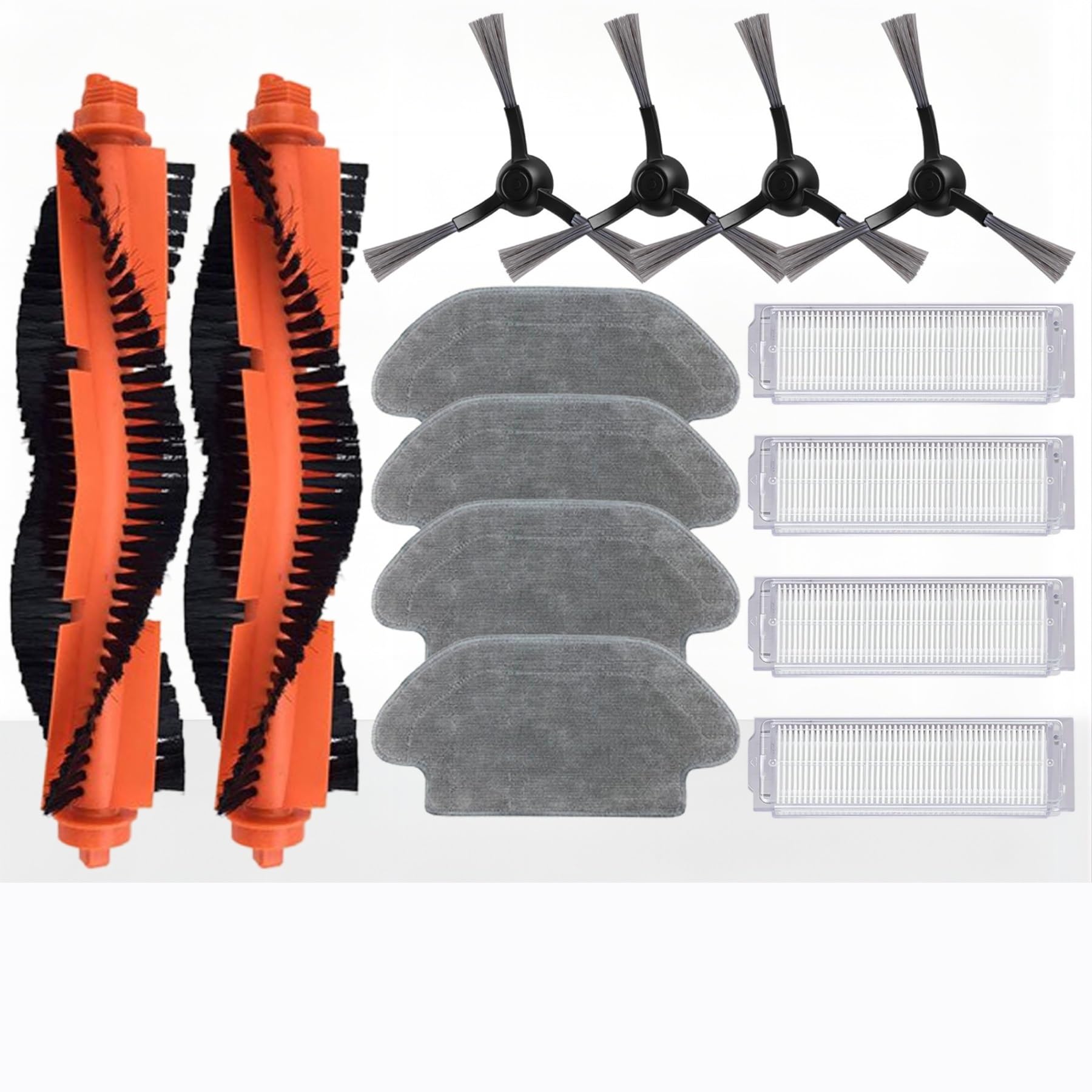 Kicici Compatible With Xiaomi Robot Vacuum S10，S12，T12，B106GL，Mop 2S，XMSTJQR2S，3C B106CN Replacement Parts：Main Side Brush，HEPA Filter，Mop Cloth(14PCS-1)