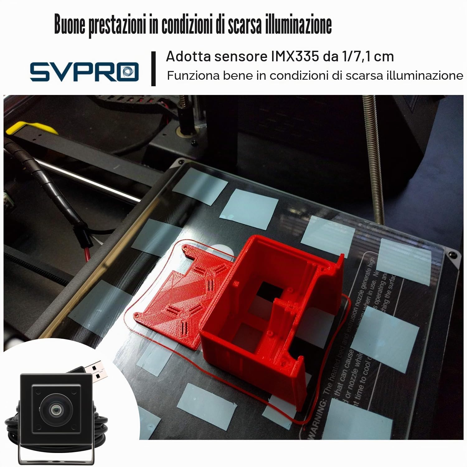 Svpro 5MP 30FPS USB Camera Videocamera grandangolare per computer, HD Box Camera Telecamera di sicurezza USB per stampante 3D, incisore laser, telecamera industriale di visione artificiale
