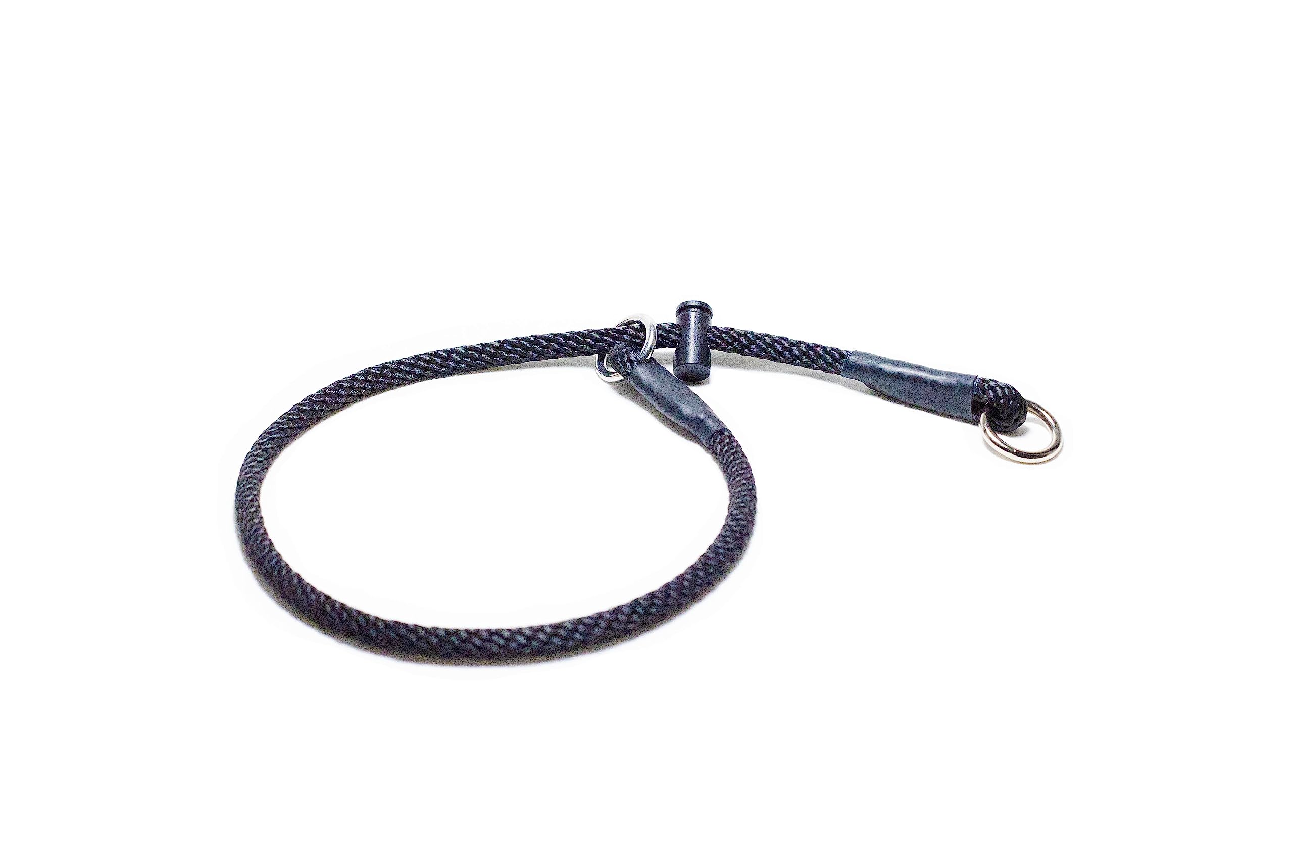 Slip dog collar Training collar Choke collar Dominant dog collar 8mm Polypropylene rope with a snug adjustable stopper/limiter (X-Large, Black)