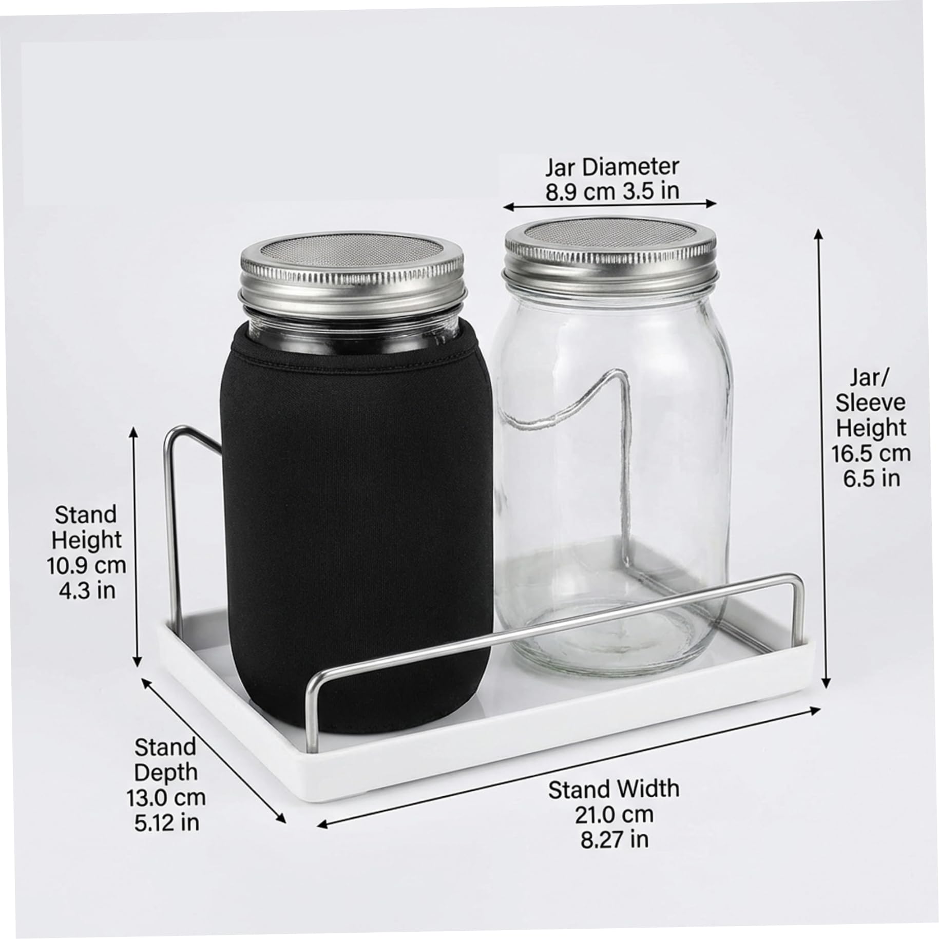 Kit de Culture de germes Kit Pot Germination à Large Ouverture avec couvercles en Maille d'acier Inoxydable, bac d'égouttement et Support pour la Culture brocolis, Haricots Mungo et
