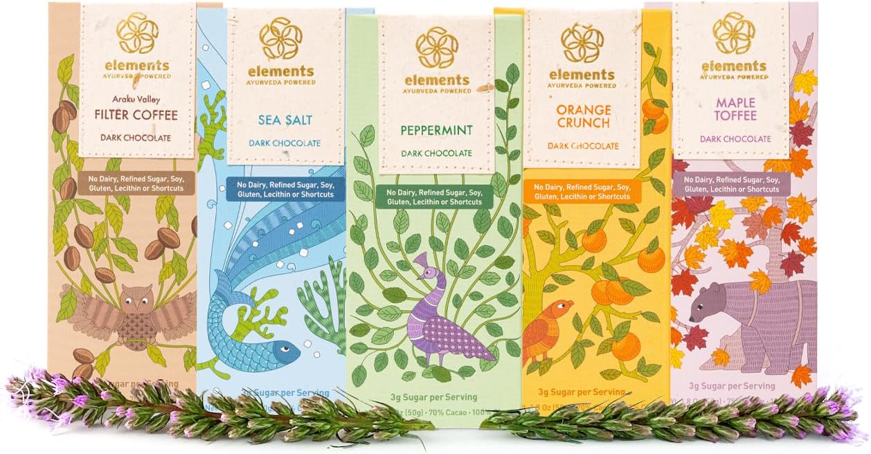 Dark Chocolate Bar Combo Pack of 5 | Ayurvedic, Vegan & Gluten Free | No Refined Sugar & Artificial Flavours | Enriched with Cocoa & Coconut Sugar