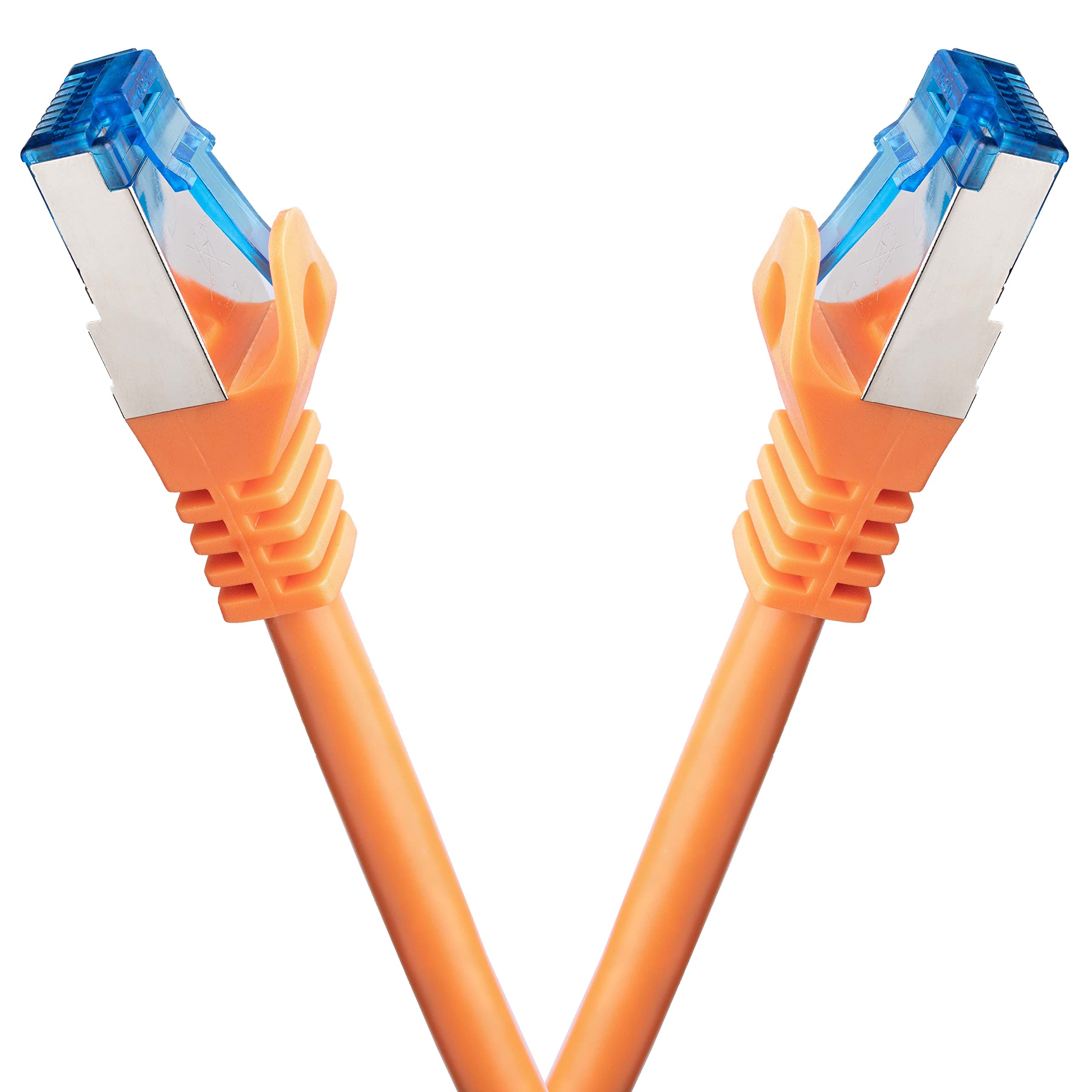 BIGtec cable ethernet 2 pièces - 2m CAT 7 cable rj45 LAN câble internet gigabit CAT7 Câble réseau orange