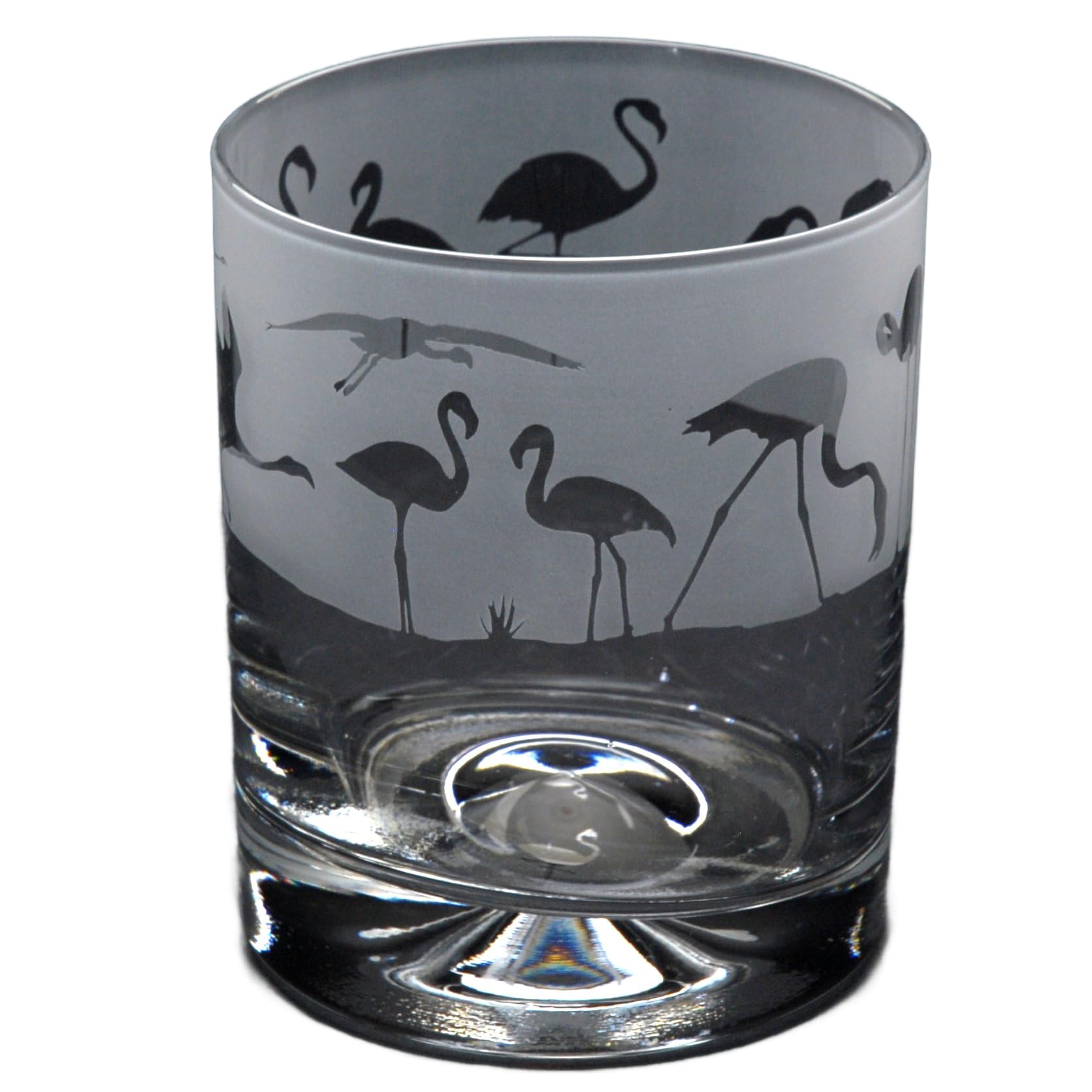 GLYPTIC Glass Art Flamingo Hand Etched/Engraved Whiskey Tumbler Glass