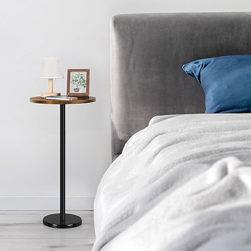 Miniatura 6 de Juego de 2 mesas auxiliares redondas con pedestal para bebidas, mesa de cóctel con base de mármol para espacios pequeños, sala de estar, sofá al