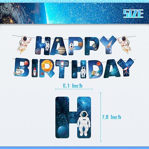 Miniatura 3 de Decoración colgante del sistema solar espacial Universo Espacio Cartel de cumpleaños del espacio exterior, remolinos de fiesta, suministros de