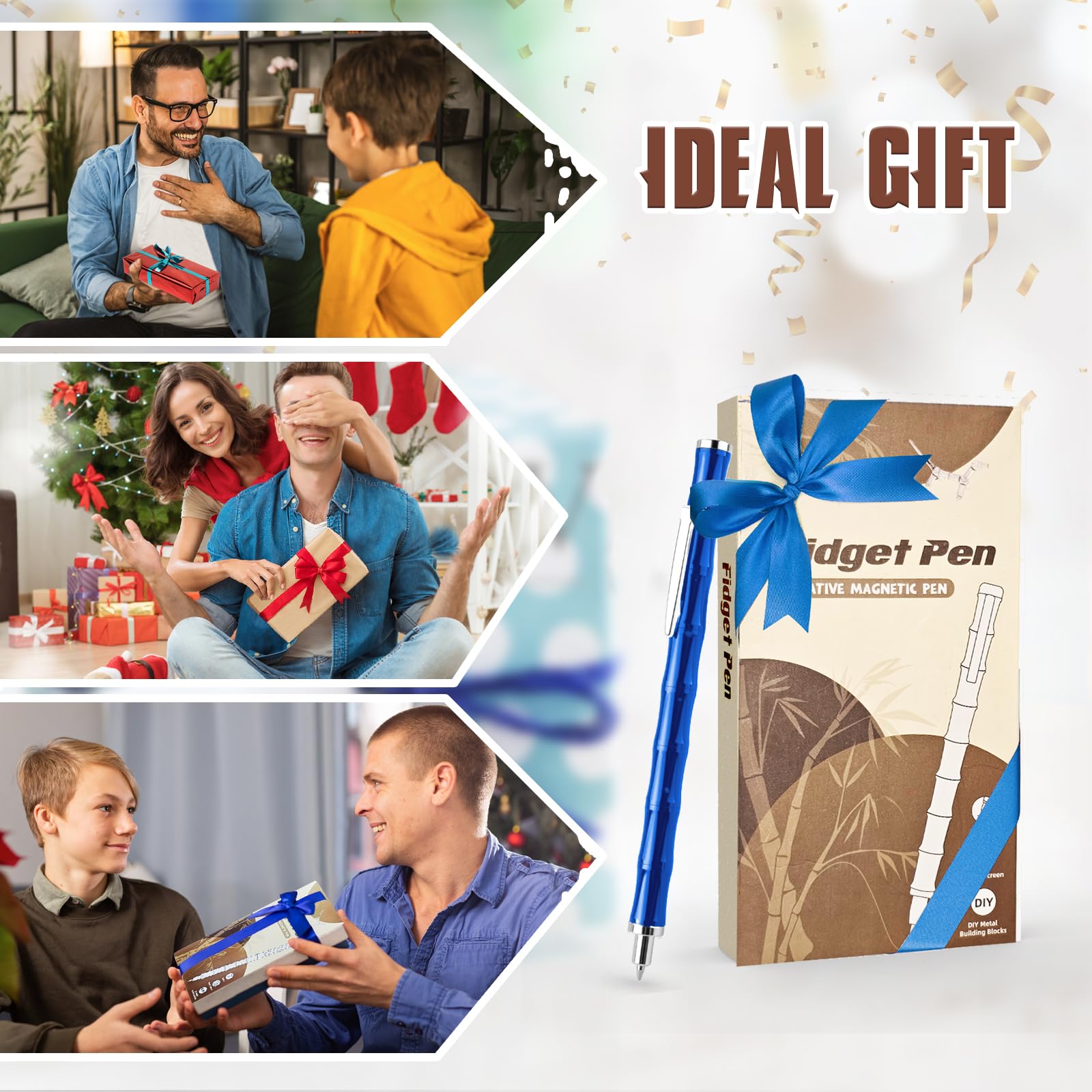 Tigerhu Penna Magnetica, Divertente Multifunzione Fidget Pen nera Penna A Sfera, Antistress Penna Multifunzione, Antistress Adulti Uomini, Donne, Marito e Regalo Festa Del Papà-blu