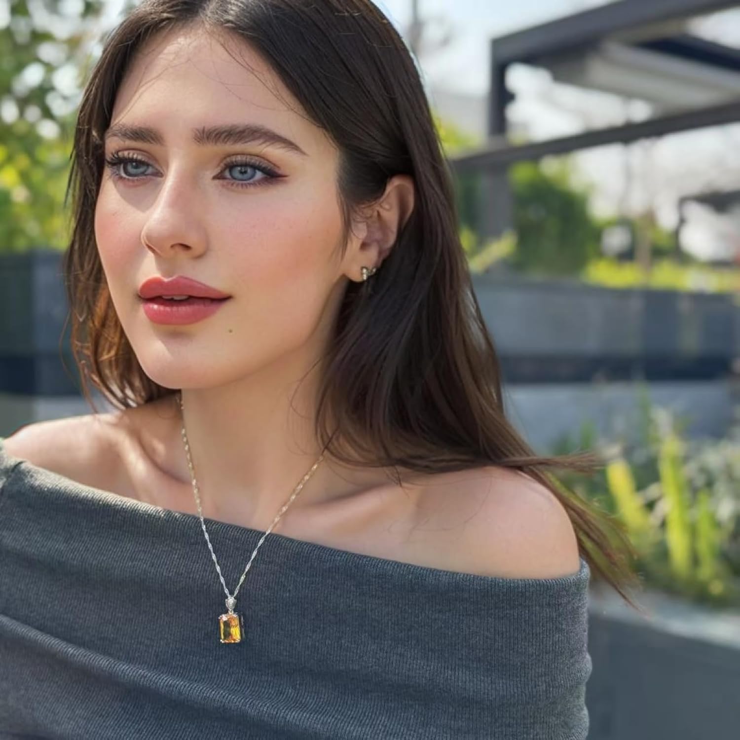 RIZILIA ICON Birthstone Necklace for Women - Rectangular Radiant Cut CZ Solitaire Pendant in Multi Colors - 18K White Gold Plated, 18"+2" Chain - Gift Boxed for Mom Birthday Mother - Image 6