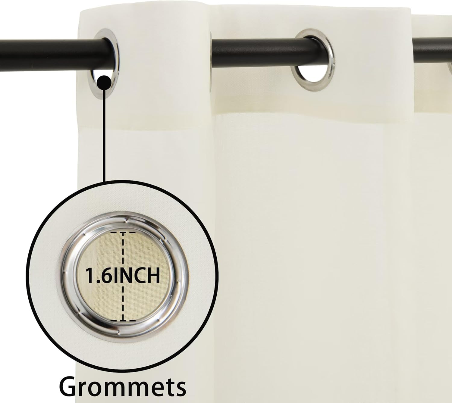 youleyar Outdoor Sheer Curtains for Patio Waterproof - 2 Panels Linen Look Grommet Curtain Light Filtering Outside Drapes for Living Room, Pergola, Cabana, Gazebo, 52" W x 120" L, Ivory