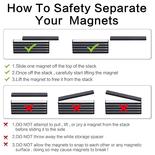 Miniatura 3 de LOVIMAG Imanes de barra de tierras raras, imanes de neodimio resistentes al agua con revestimiento epoxi y adhesivo de doble cara para nevera,