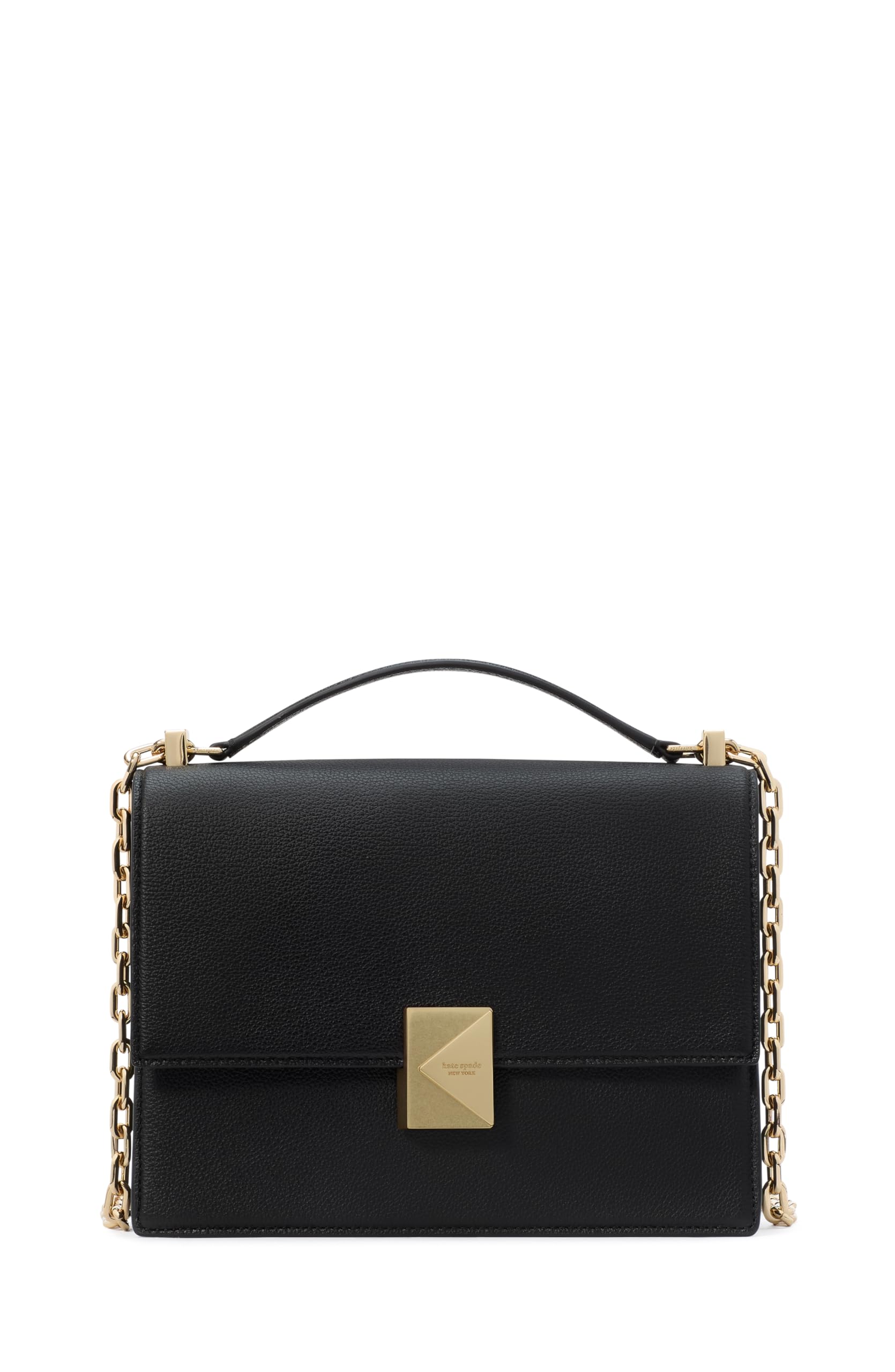 kate spade new york Deco Pebbled Leather Chain Shoulder, Black