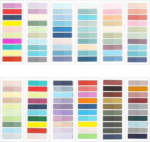 2400 pestañas adhesivas Morandi para cuadernos, 12 juegos de marcadores de página de papel, pestañas adhesivas para anotar libros, pestañas de libro