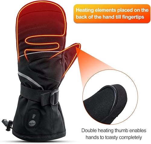 Miniatura 3 de Guantes térmicos para hombres y mujeres, guantes de calefacción eléctricos recargables de 7.4 V, impermeables y resistentes al viento, guantes de