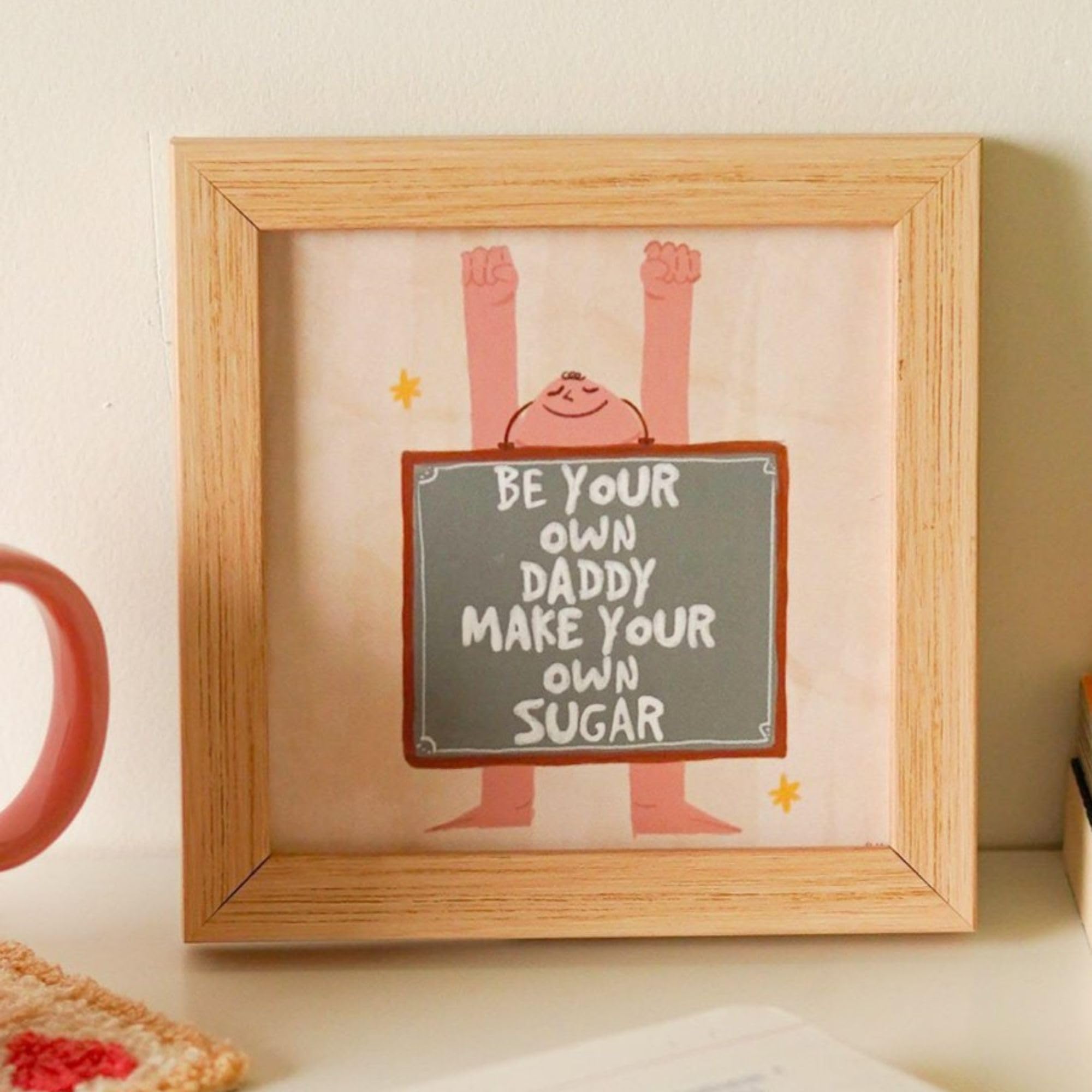 HyppyHyppy Sugar Daddy Print Print | Table/Wall Print | Multicolour | Art Print For Home Decoration | 7 x 7 Inches | Desk Art | Home Decor |