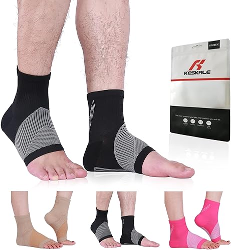 Miniatura 7 de 3 pares de mangas de compresión de tobillo para fascitis plantar, tobilleras para recuperación de lesiones, calcetines de neuropatía de punta