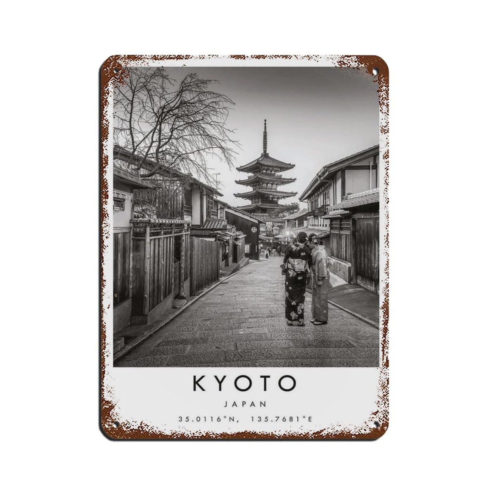 Kyoto Travel, Japan Poster Tin Sign Vintage Metal Pub Club Cafe Bar Home Wall Art Decoration Poster Retro 12x16inch(30x40cm)