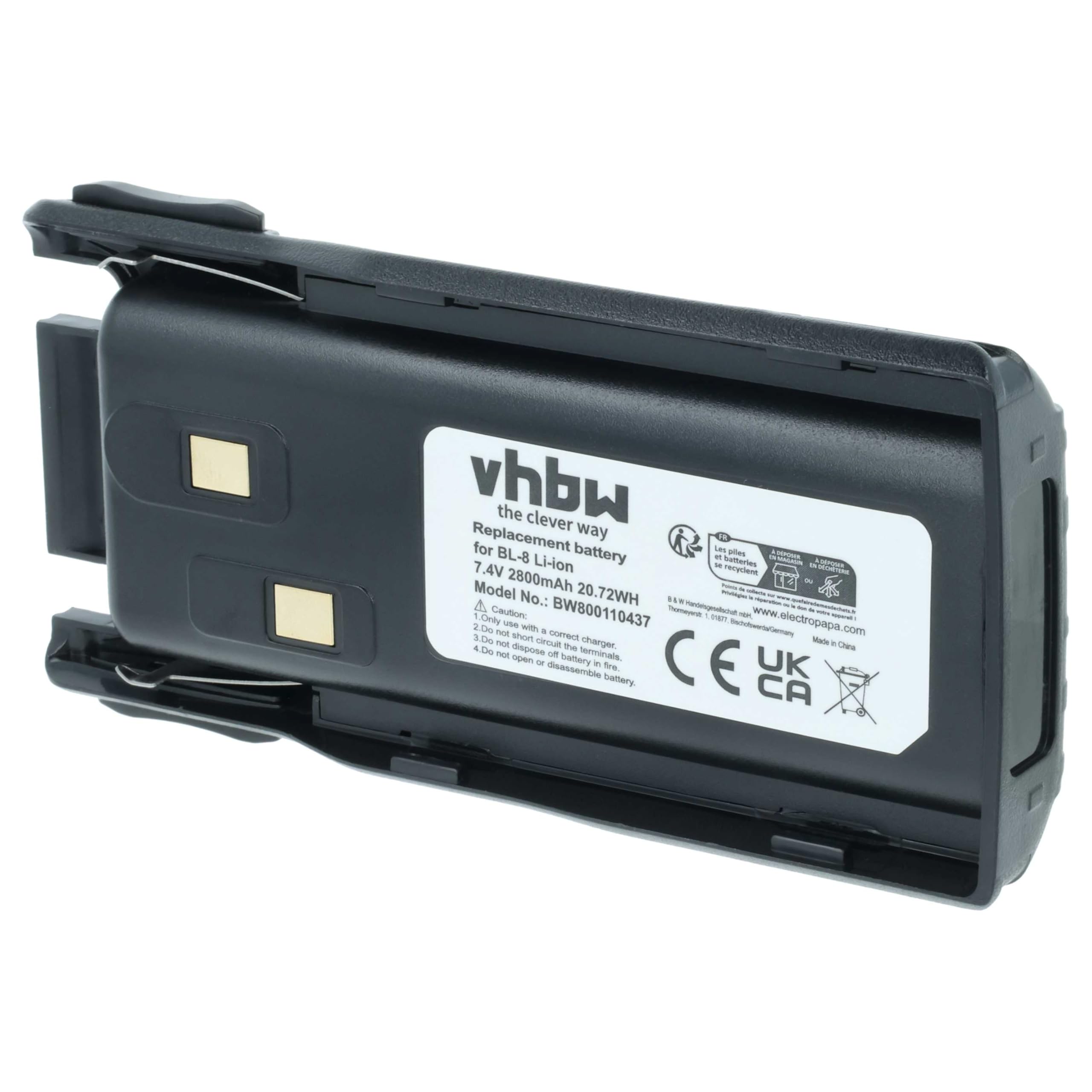 vhbw Bateria zamienna do Baofeng BL-8 do krótkofalówki, Walkie Talkie (2800 mAh, 7,4 V, litowo-jonowa)