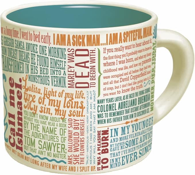 Taza de cerámica 14 oz con líneas literarias famosas miniatura 8