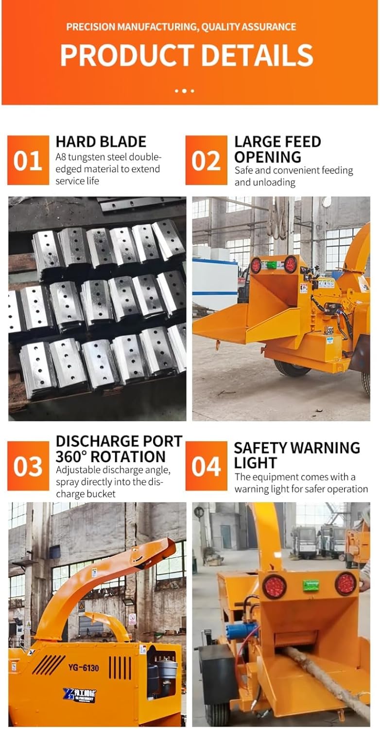 Towable Wood Chipper Shredder – Heavy Duty Garden Mulcher for Branches Twigs & Debris, Outdoor Yard Debris Reduction Machine for Landscapers Orchard Owners & Home Gardeners