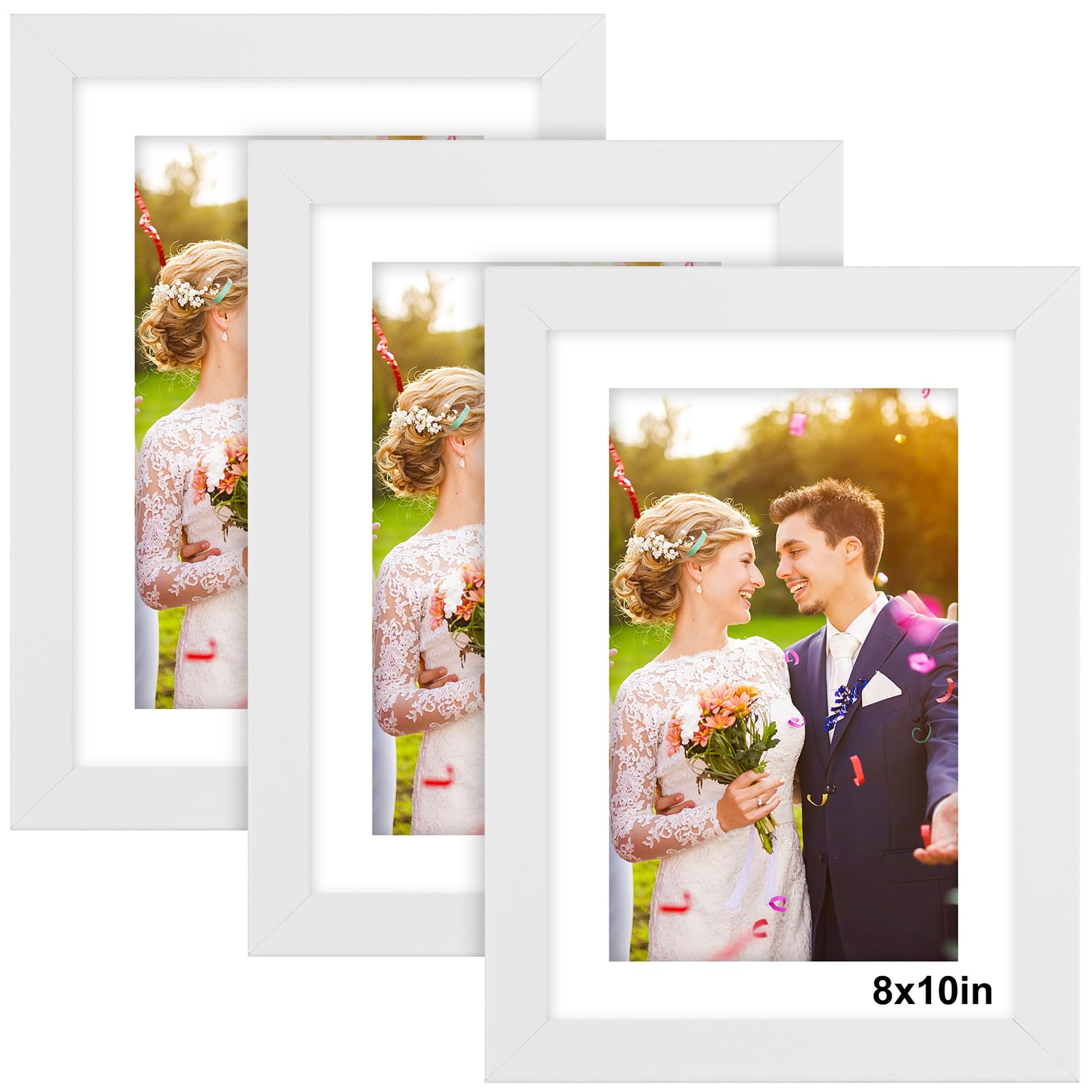 8x10 Photo Frame White - 3 Pack 10x8 Picture Frames with Mount, Photo Frames 8x10 Picture Frame for Wall Mount & Desktop