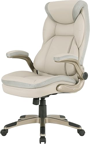 Miniatura 8 de Office Star ECH Series - Silla de oficina ejecutiva de cuero regenerado con soporte lumbar y brazos acolchados ajustables en altura, color gris
