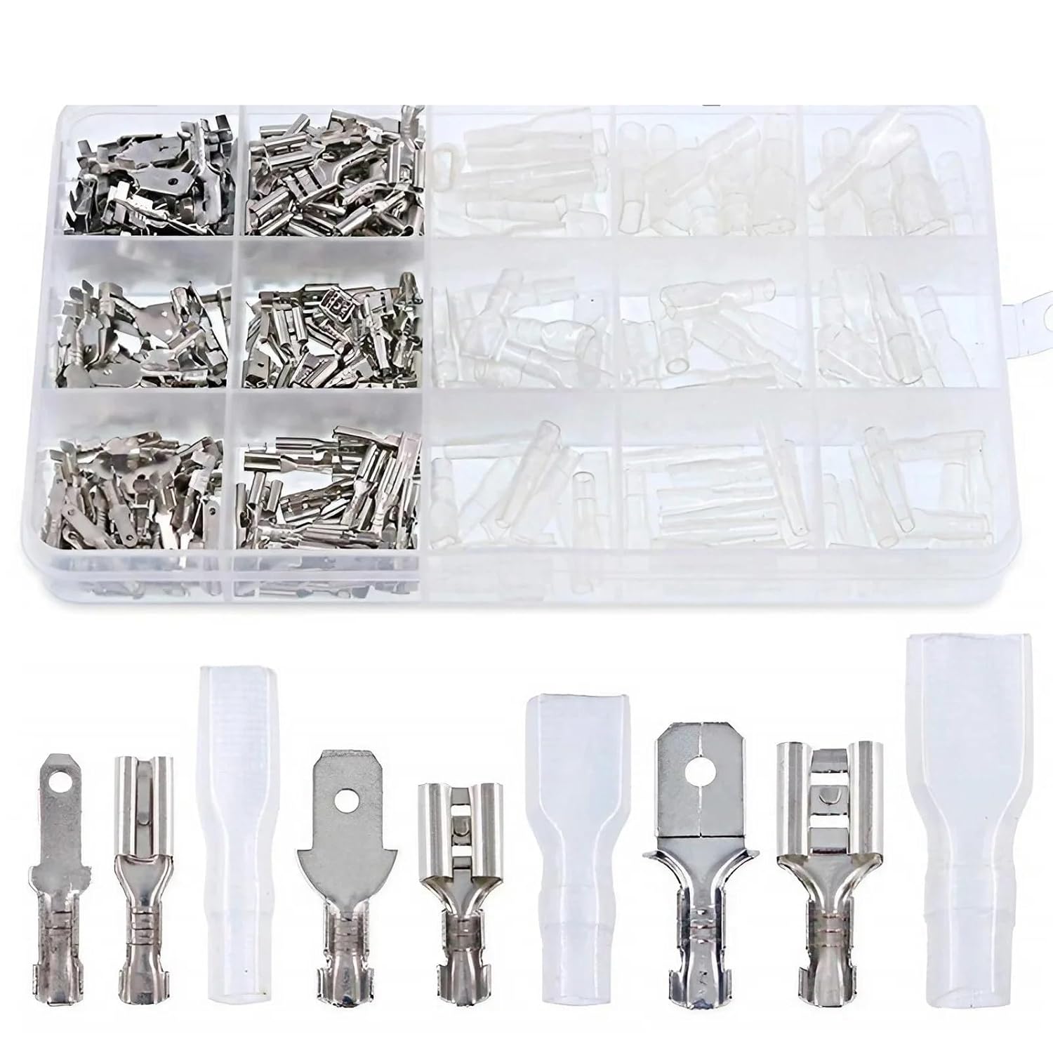 Wire Splice Connectors 2 Sets Electrical Wire Connector Male and Female Spade Crimp Terminal Assorted Kit for All Gauge Wire Electrical Repair＆Installation(270PCS)