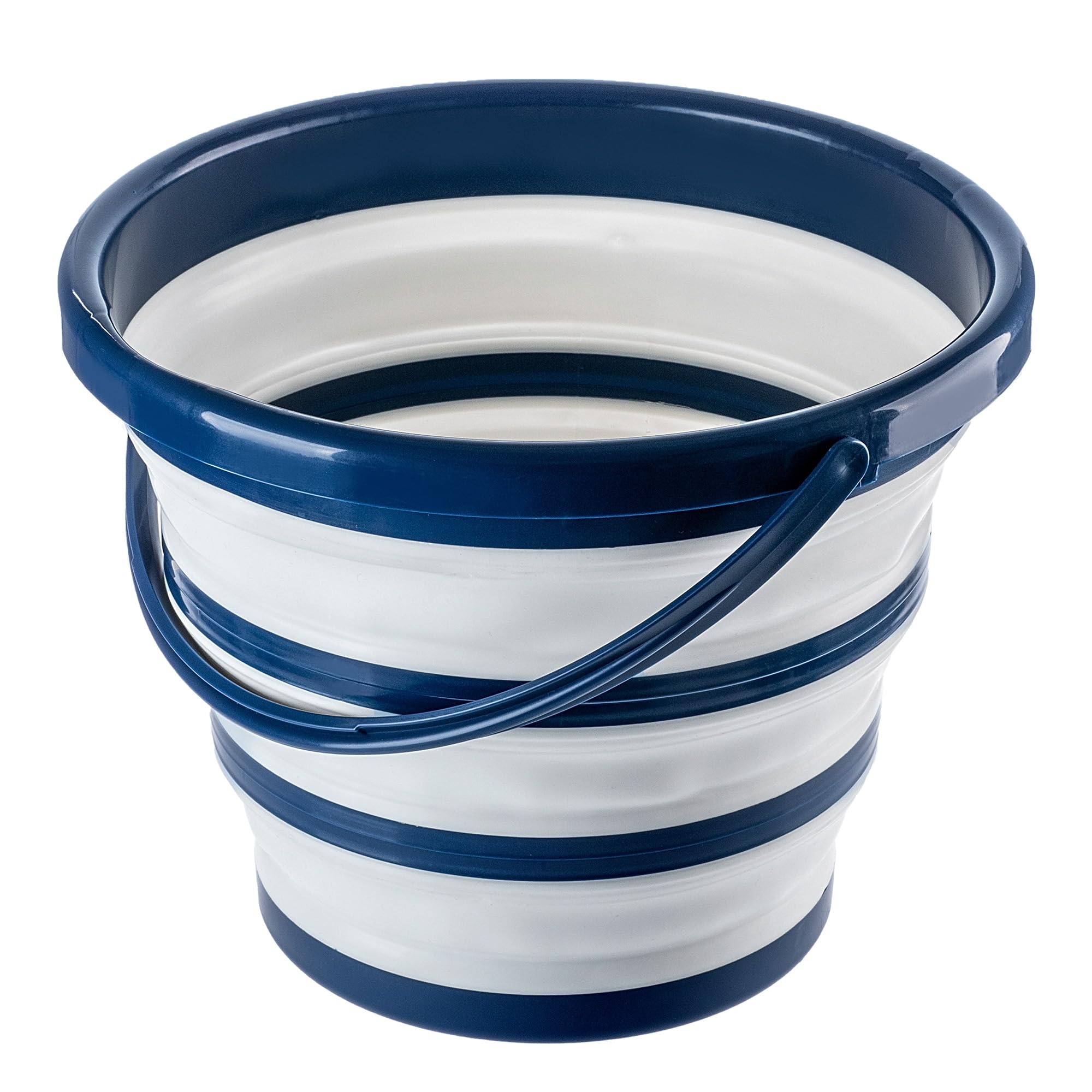 KADAX Secchio pieghevole in silicone, 10 l, in plastica, compatto e pieghevole, secchio per l'acqua salvaspazio con comoda maniglia (10 l, blu scuro)