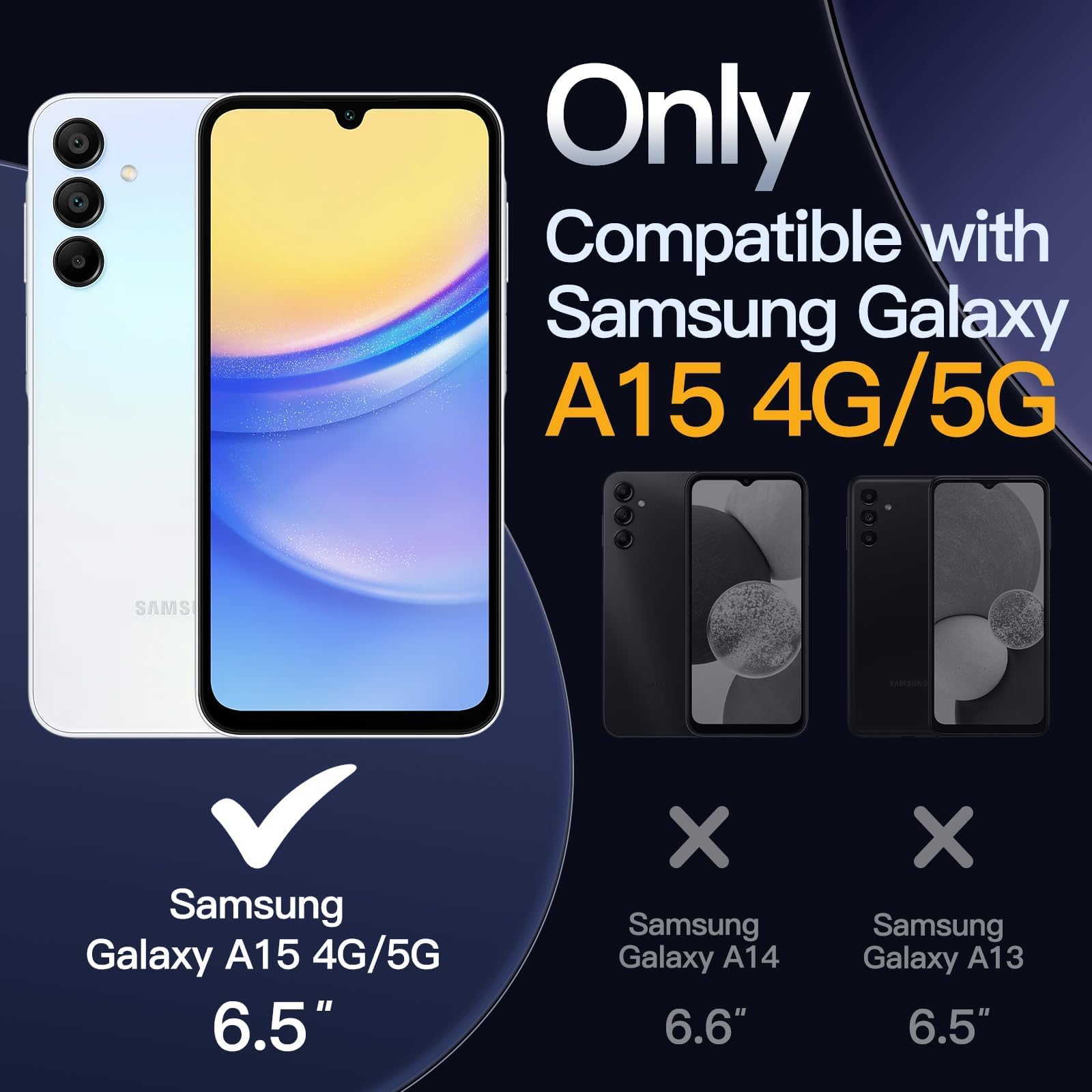 Dl3 Mobilak Case For Samsung Galaxy A15, Crystal Clear Case [Not Yellowing] [Military Grade Drop Protection] Shockproof Protective Case Transparent Protective Slim Cover Black