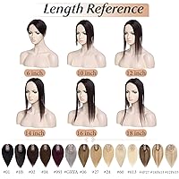 Vista 8 de Benehair Toppers de cabello humano 100 % Remy para mujer con flequillo, densidad del 150 % hechas a mano, base de seda, piezas de cabello con clip