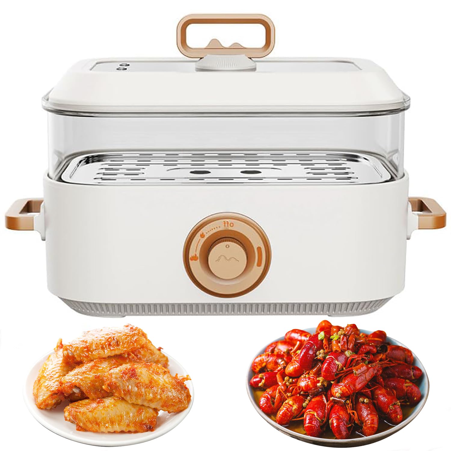 Vaporizador eléctrico de alimentos de calentamiento rápido 1350W en acero inoxidable