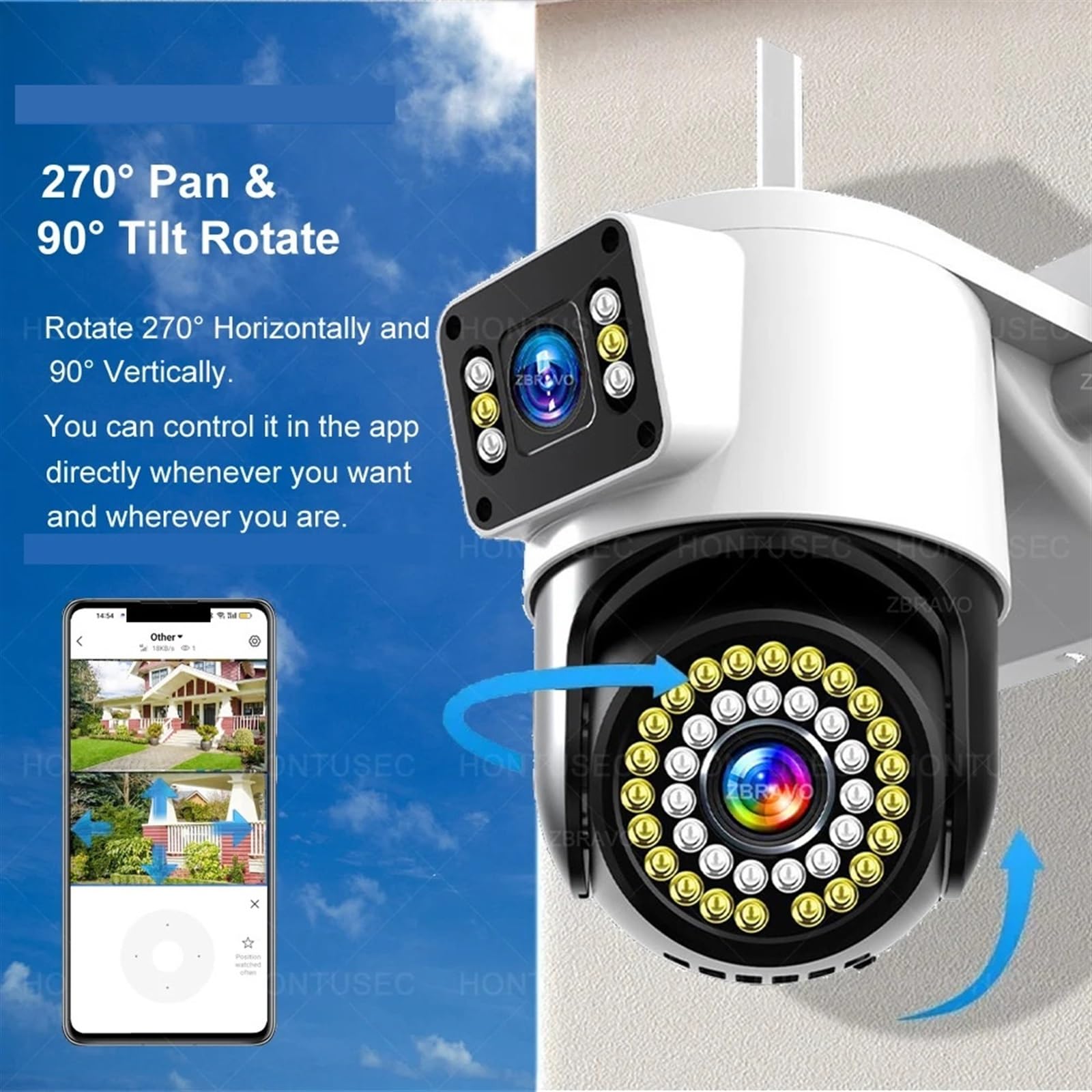 Kamera IP 2K 4MP z dwoma obiektywami kamera PTZ podwójny ekran wykrywanie człowieka automatyczne śledzenie dwukierunkowa kamera monitorująca audio-wideo(4MP Camera add 32G)