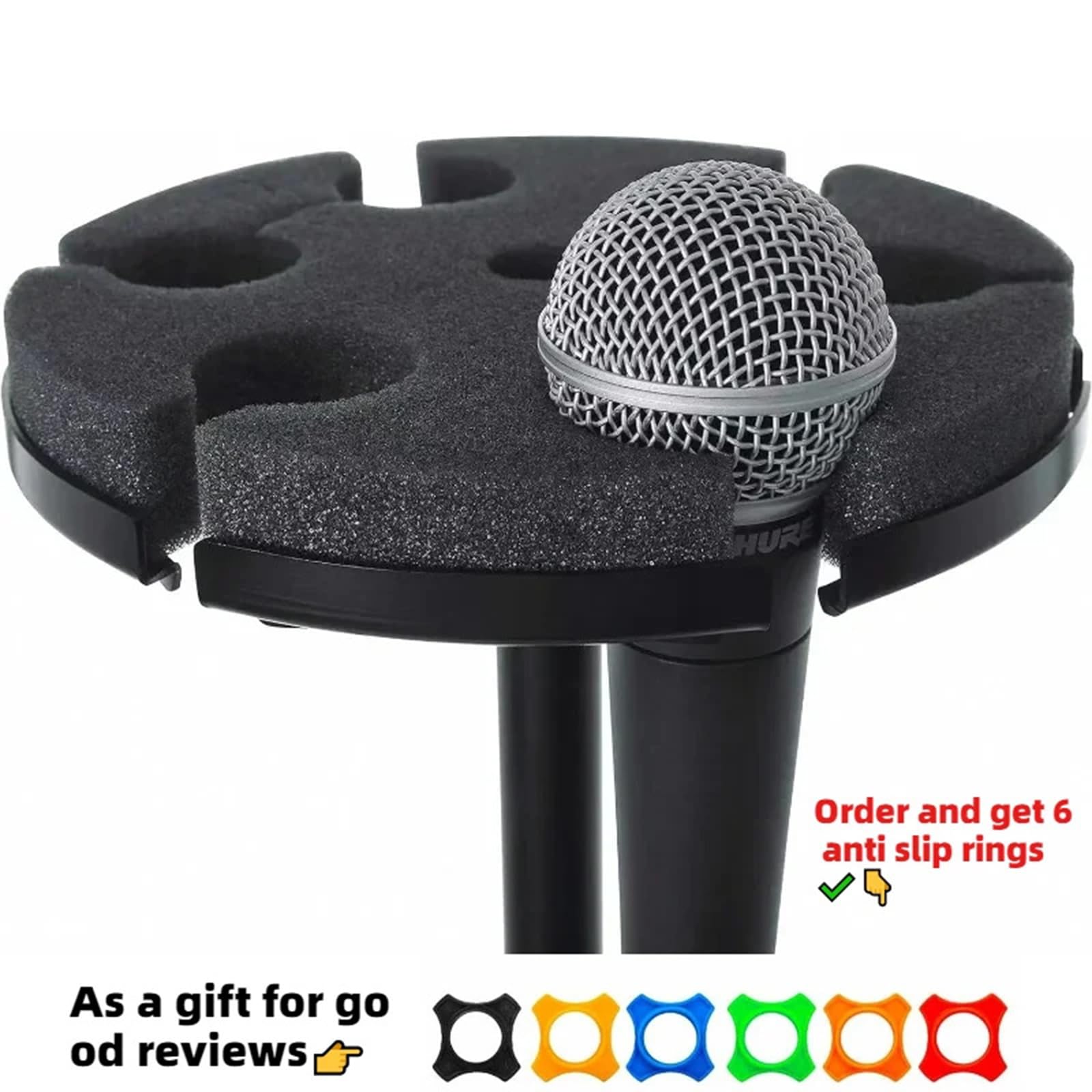 Supporto per microfono portatile a 6 fori, design per assorbimento degli urti, per trasmissioni anti-vibrazione, supporto per microfono, leggero, salvaspazio, per streaming live