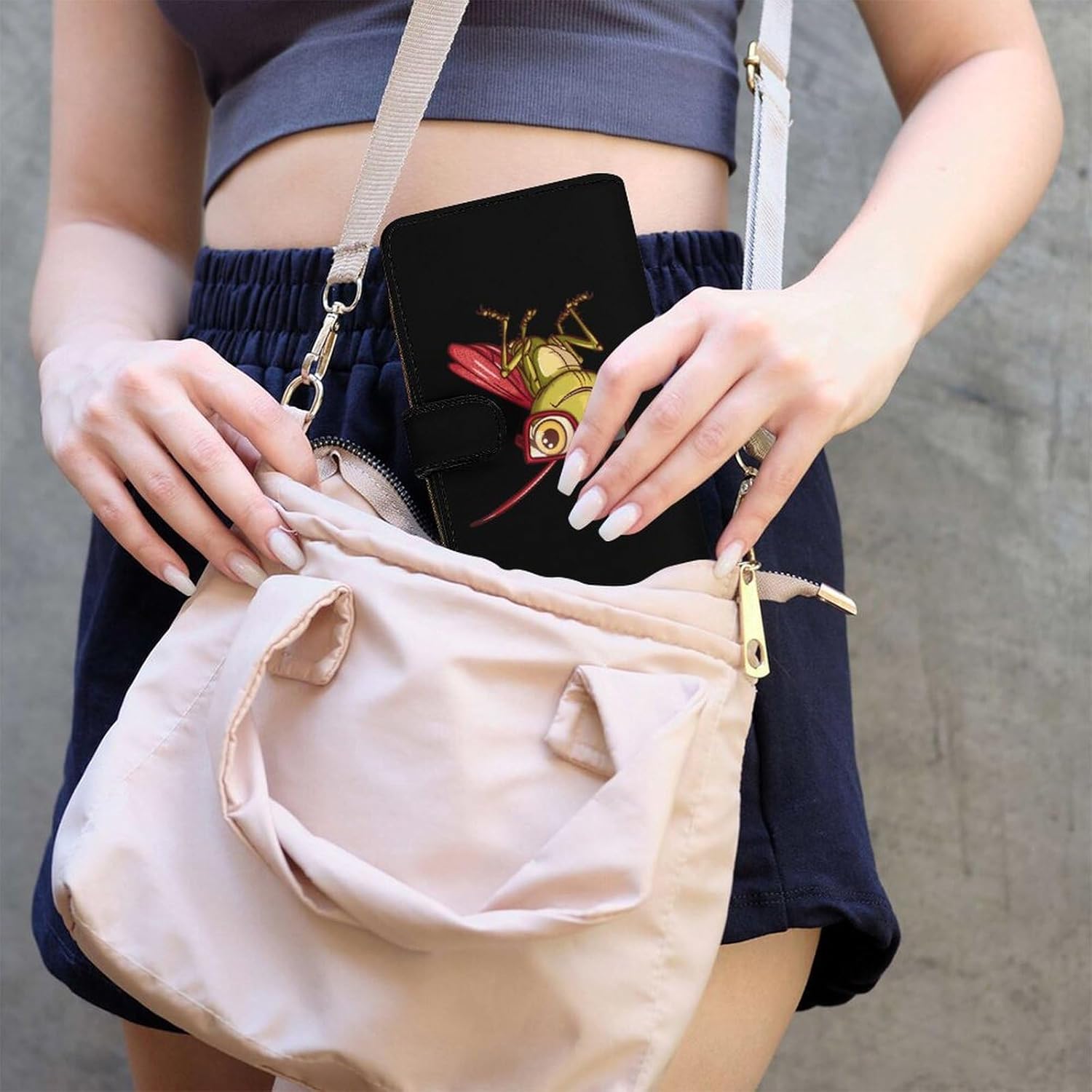 Grasshopper Wearing Eyeglasses Praying Mantis Insect Women's Long Wallet Leather Large Capacity Wristlet Clutch Purse Wallets