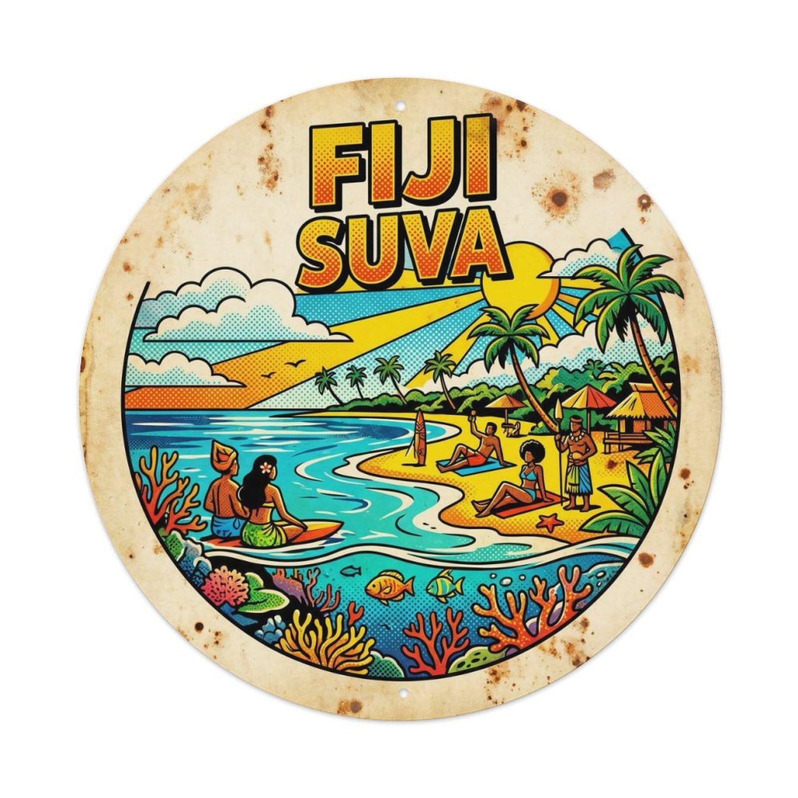 Fiji Suva Lagoon Travel Pop Color Destination Metal Tin Sign