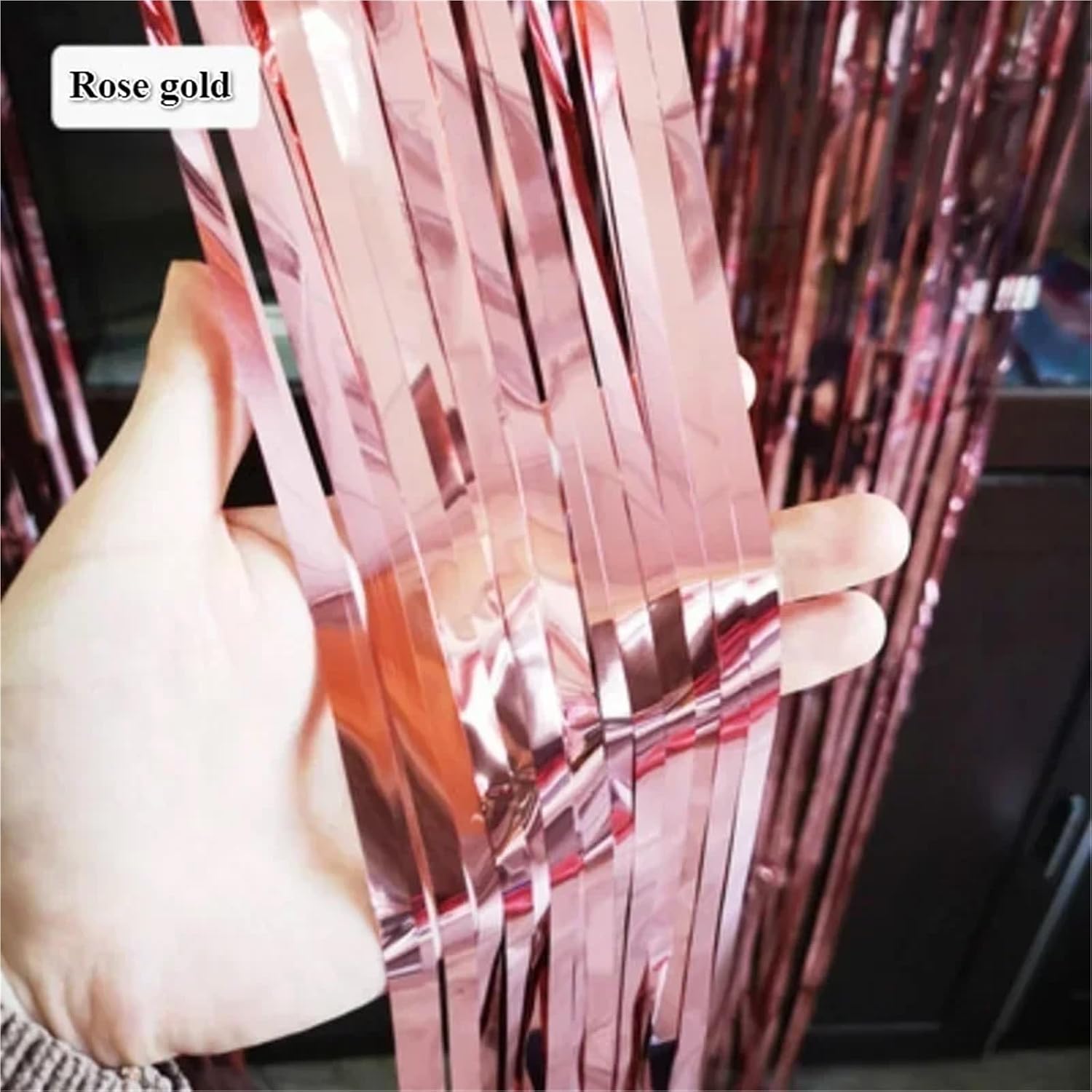 Gold Tinsel 15pcs*6.56ft Metallic Foil Fringe Shiny Rain Curtain Decor Wedding Party Supplies(Gold)