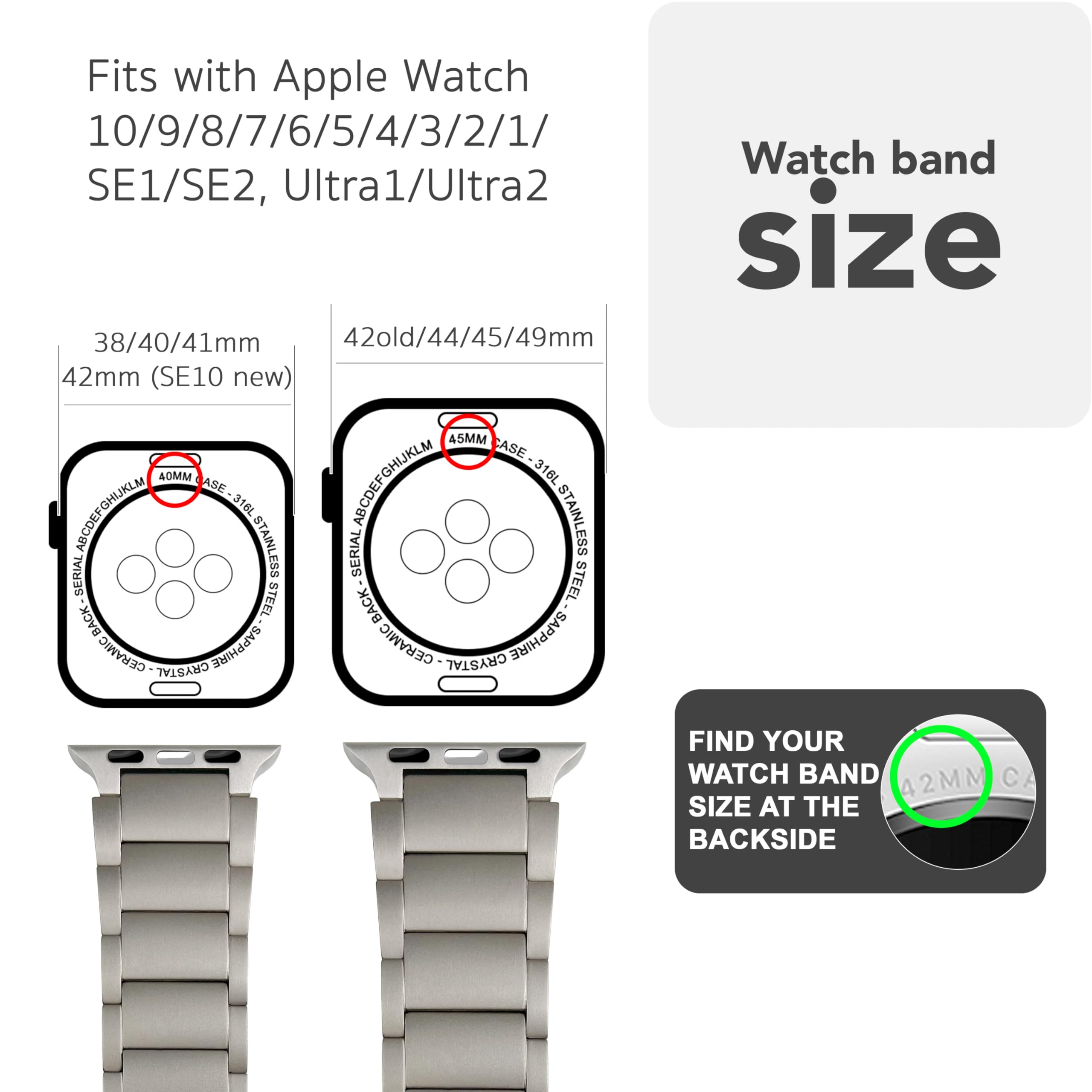 NALIA Argon Bracelet Titane pour Apple Watch 38/40/41/42mm - Silicone