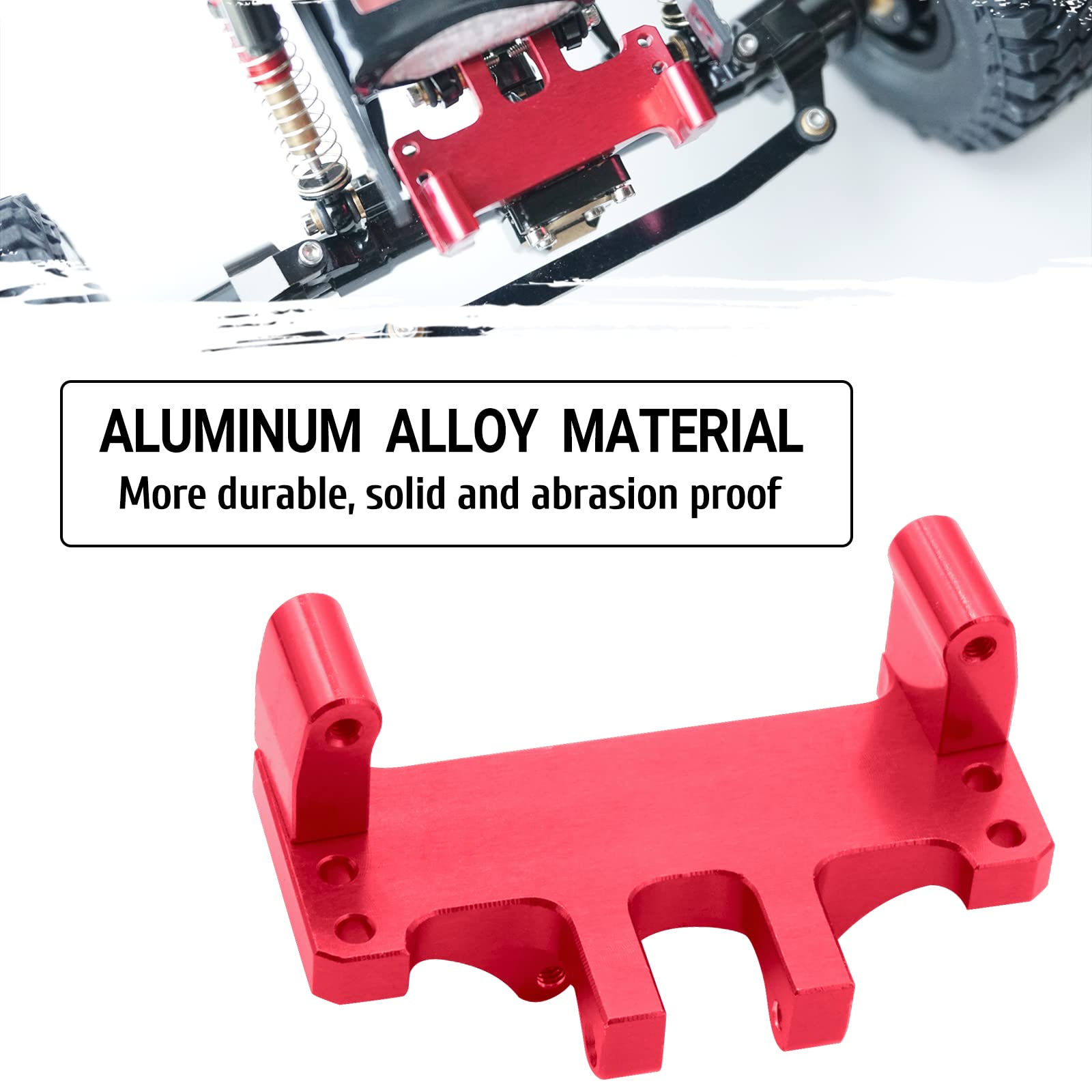 TREAL SCX24 Servo Mount – Aluminum 7075 For EMAX Servo, Fits Axial SCX24 Deadbolt, C10, Gladiator, Bronco (Red)