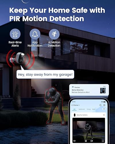 Miniatura 9 de Cámaras de seguridad inalámbricas para exteriores, visión nocturna a color 2K alimentada por batería, cámaras WiFi para seguridad del hogar,