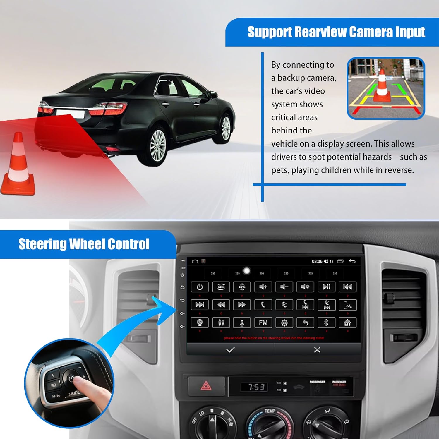 Car Radio for Toyota Tacoma 2005-2013: 9" IPS Touch Screen, Built-in GPS, Wired & Wireless CarPlay/Android Auto, Backup Camera, SWC,5G WiFi, FM (4Core+64G)