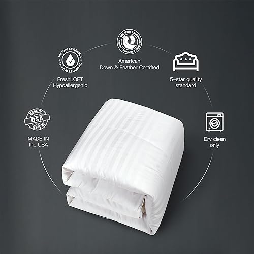 Miniatura 6 de Lujoso edredón de plumón esponjoso blanco de 5 estrellas, tamaño Queen, relleno de edredón cálido para todas las estaciones, potencia de relleno de
