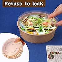 Vista 4 de Paquete de 50 cuencos de papel kraft de 17 onzas con tapas, cuencos desechables para sopa caliente, cuencos de papel con tapas, contenedor