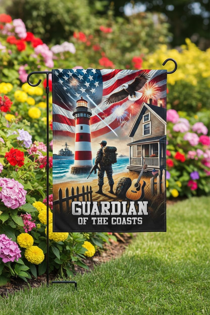 Navy Veteran Coastal Tribute Garden Flag 12x18 In Doublesided Patriotic Outdoor Decor Lighthouse Warship Veterans Day Memorial Day US Military Gift - Image 4