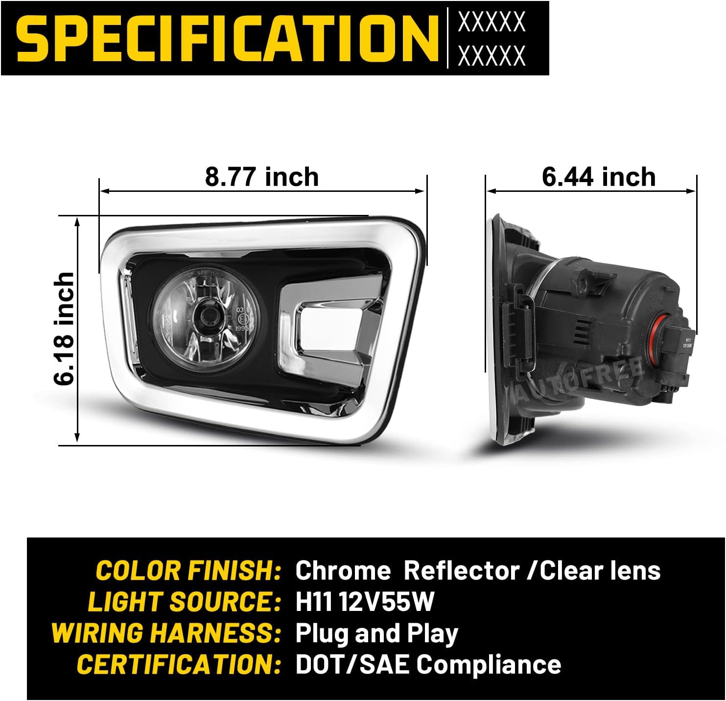 Fog Lights Compatible with Titan 2017-2018 & Titan XD 2016-2019 with Bulbs H11 12V 55W Driving Lamp Replacement Included Wiring Harness Kit & Switch-1 Pair (Clear Lens)