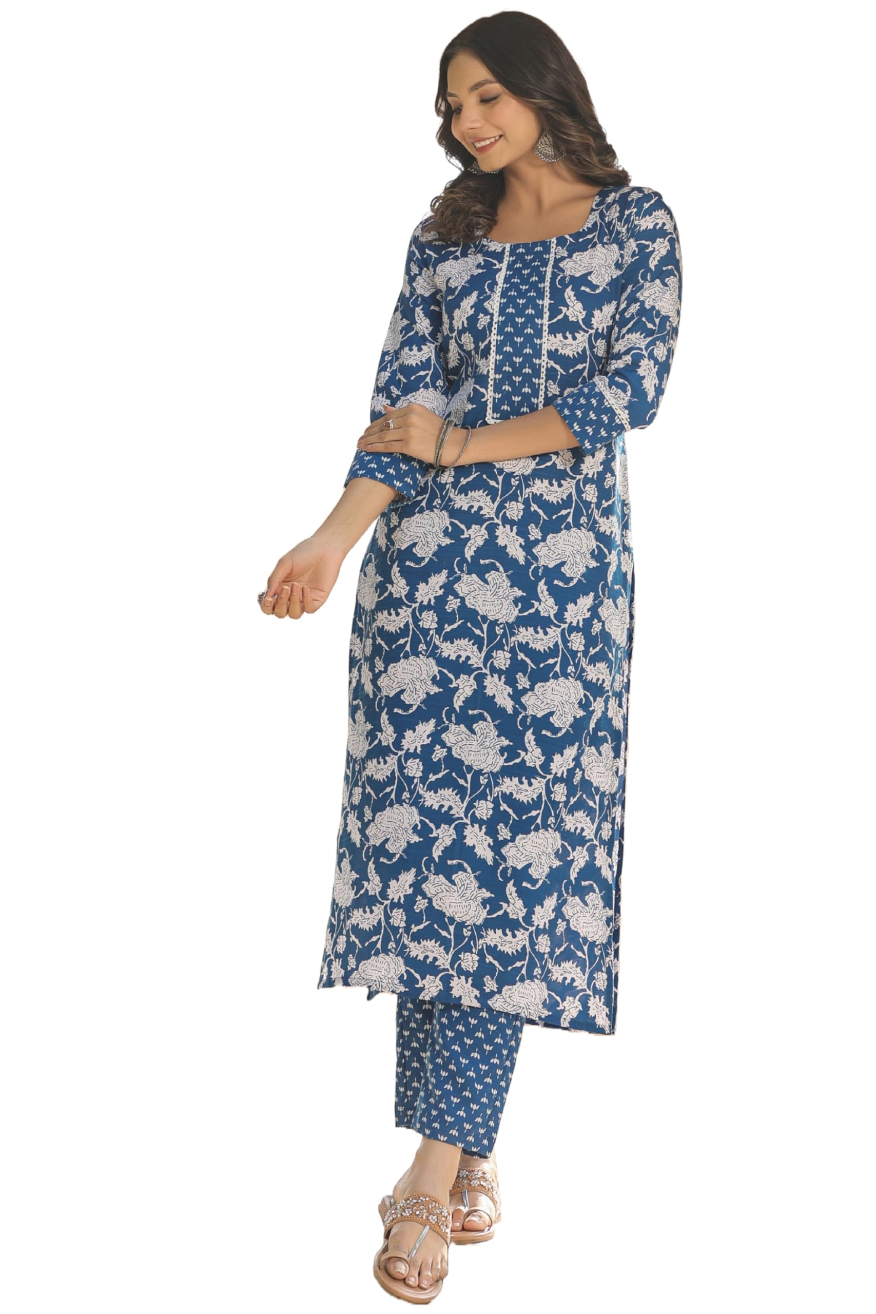 ANNI DESIGNER Women's Cotton Blend Regular Kurta, Pant