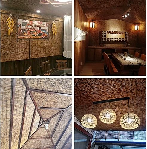 Miniatura 6 de Persianas de bambú para patio, interiorexterior, porche, privacidad, enrollables, cortinas retro con elevador no inalámbrico, marrón de 30, 40, 48,