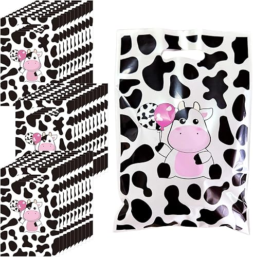 Miniatura 2 de Rainmae 50 bolsas con estampado de vaca, lindas bolsas de regalo de vaca, bolsas de dulces, bolsas de regalo para fiestas temáticas de animales de