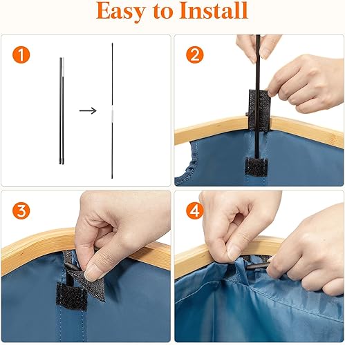 Miniatura 160 de Lifewit Cesta grande de 100 litros con tapa para ropa con asas de bambú y bolsa extraíble, plegable para dormitorio, baño, residencia universitaria