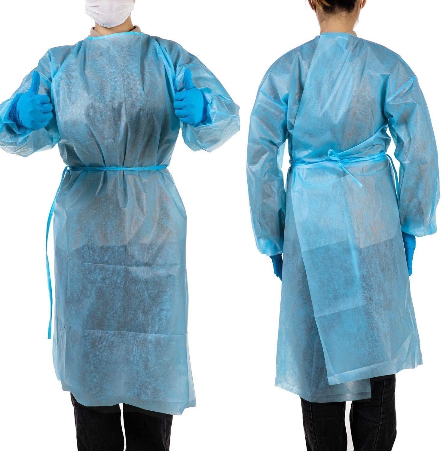 10 PCS Disposable Isolation Gowns Protective Gown Latex- Free Non-Woven Industries Cleaning Gowns Universal Size, One Size Fit Most